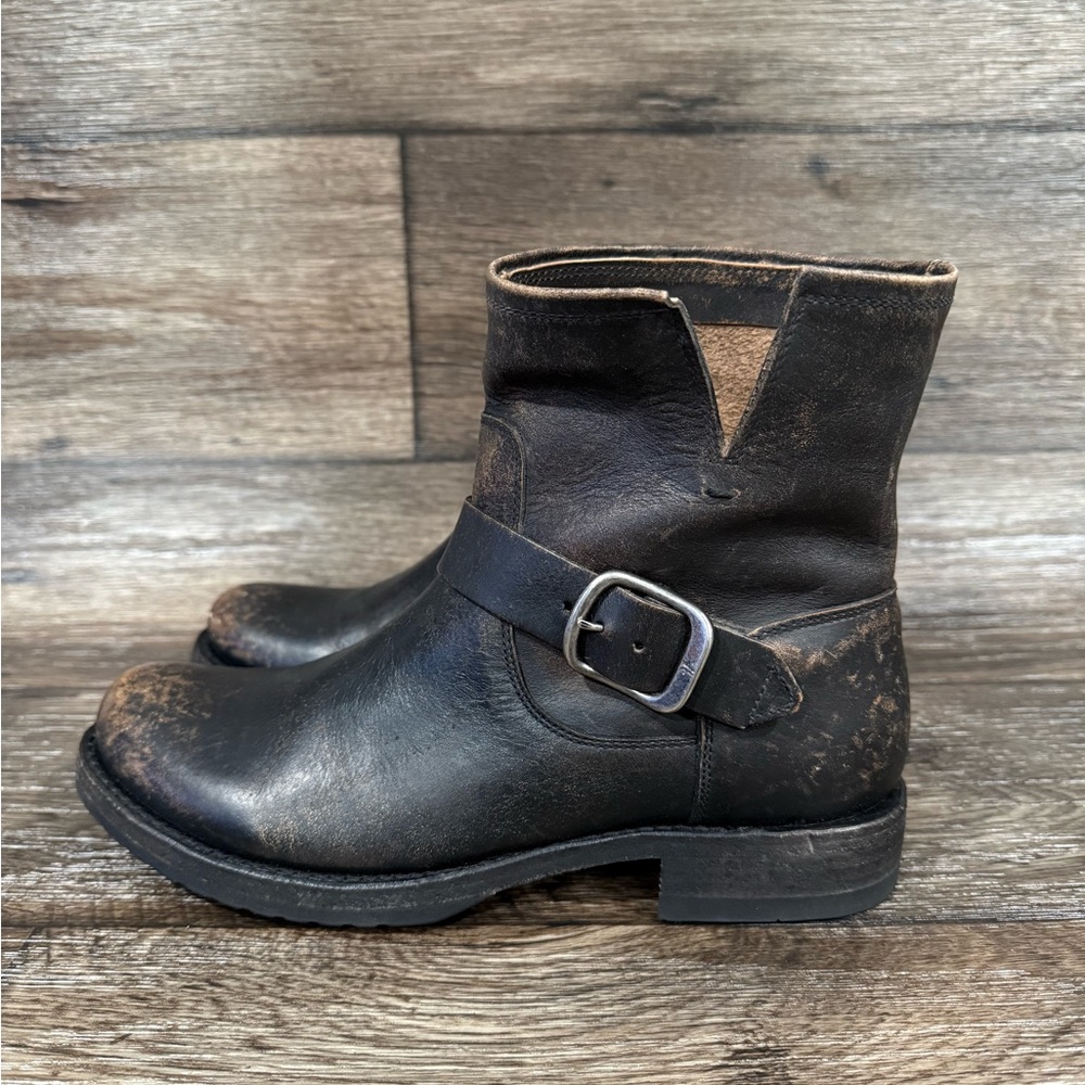 NEW w/o Box FRYE VERONICA FLEX BOOTIE IN DISTRESSED ANTIQUE BLACK SIZE 8 #3 - Picture 4 of 8